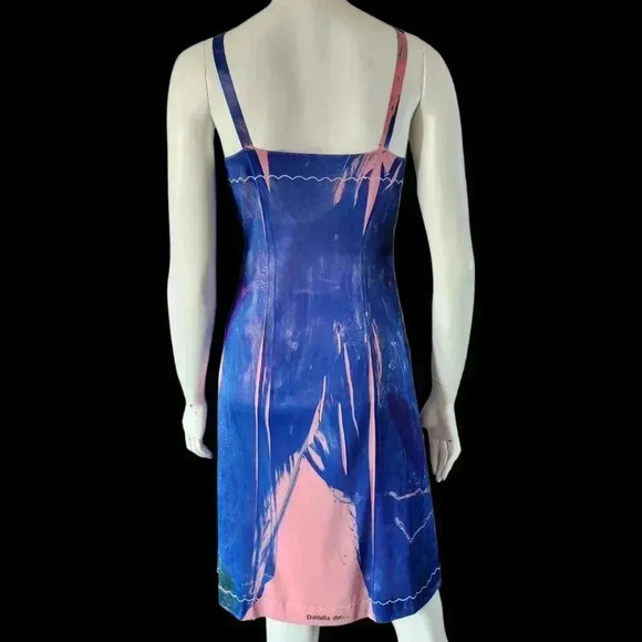 VINTAGE 50s 60s Hand Dyed Batik Slip Dress M - Picture 7 of 10